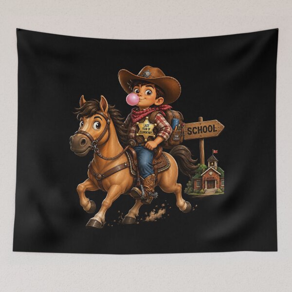 Item preview, First Day of My Last Year in Elementary,New Sheriff In Town Last Year Of Elementary Cowboy Riding Horse designed and sold by Crystal-Tree.
