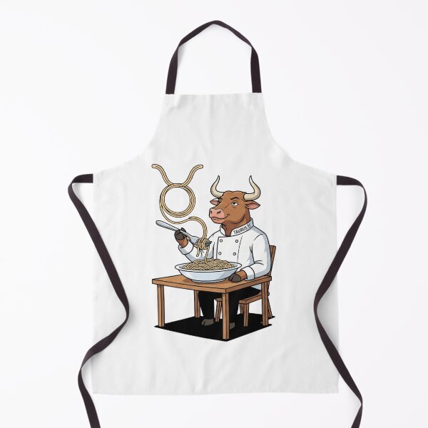Item preview, Chef Taurus Bull Eating Spaghetti Pasta Zodiac Sign Art designed and sold by Rare By Hero.