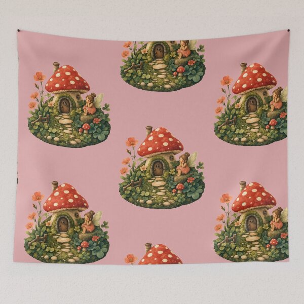Item preview, cute mushroom fairy cottage designed and sold by introvertarts.