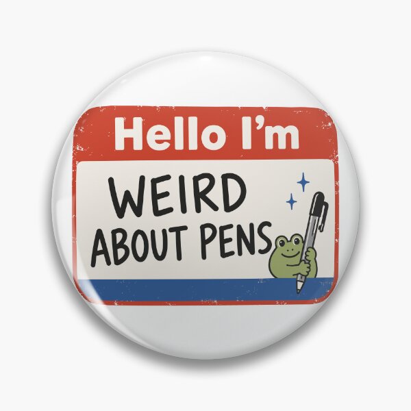 Item preview, Weird About Pens Funny Frog Name Tag designed and sold by pixiedustpaint.