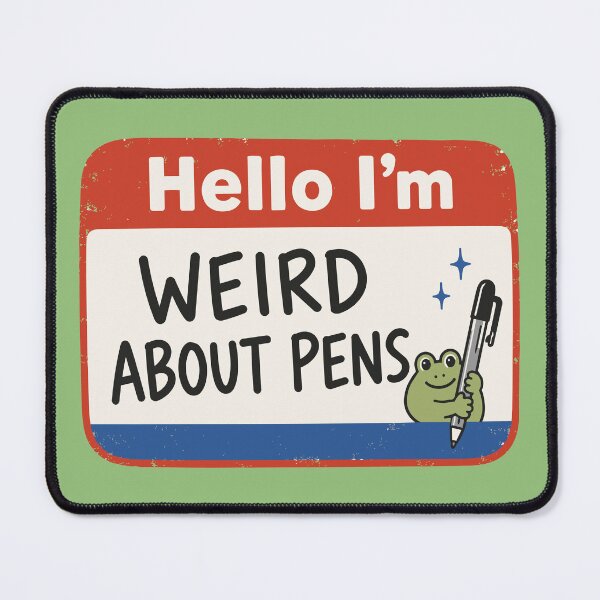 Item preview, Weird About Pens Funny Frog Name Tag designed and sold by pixiedustpaint.
