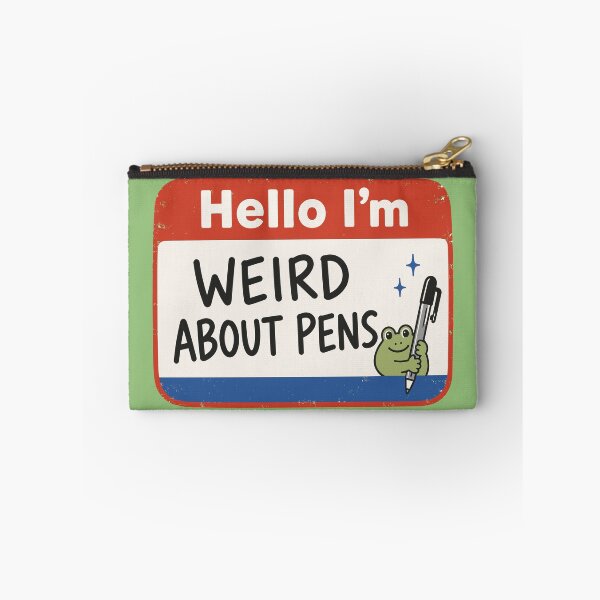Item preview, Weird About Pens Funny Frog Name Tag designed and sold by pixiedustpaint.