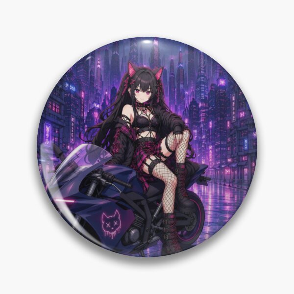 Item preview, Cyberpunk Neko Biker Girl – Megumi Neon Anime designed and sold by Revyra Design .