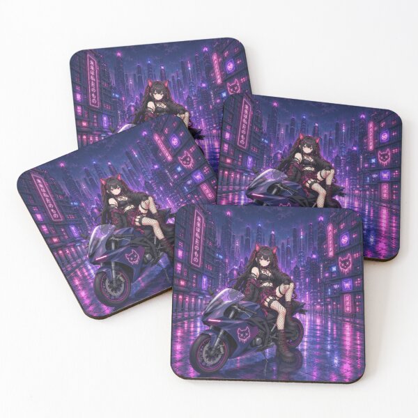 Item preview, Cyberpunk Neko Biker Girl – Megumi Neon Anime designed and sold by Revyra Design .