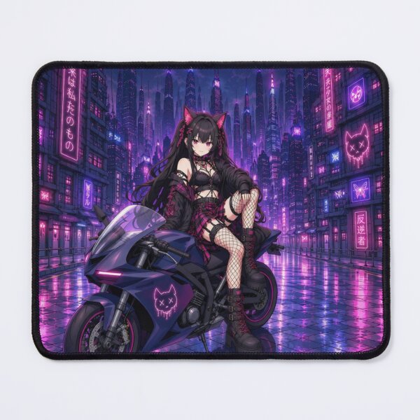 Item preview, Cyberpunk Neko Biker Girl – Megumi Neon Anime designed and sold by Revyra Design .