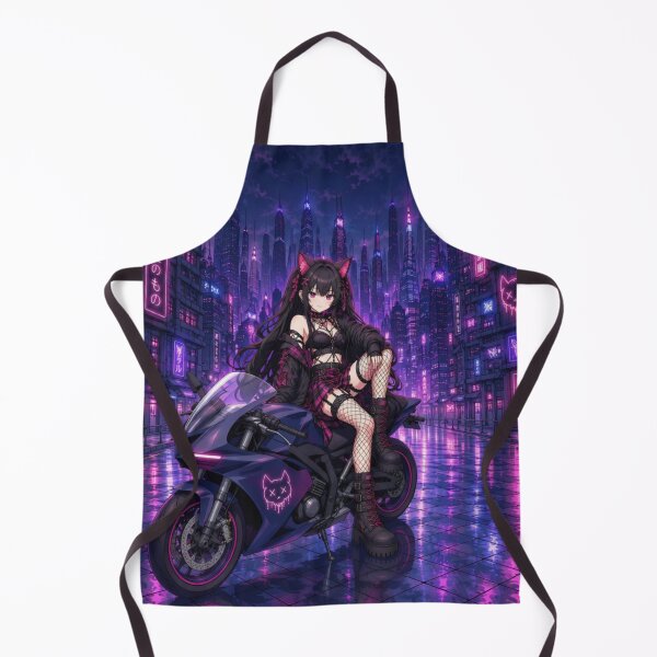 Item preview, Cyberpunk Neko Biker Girl – Megumi Neon Anime designed and sold by Revyra Design .