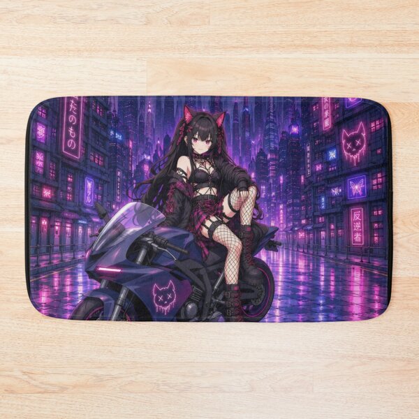 Item preview, Cyberpunk Neko Biker Girl – Megumi Neon Anime designed and sold by Revyra Design .