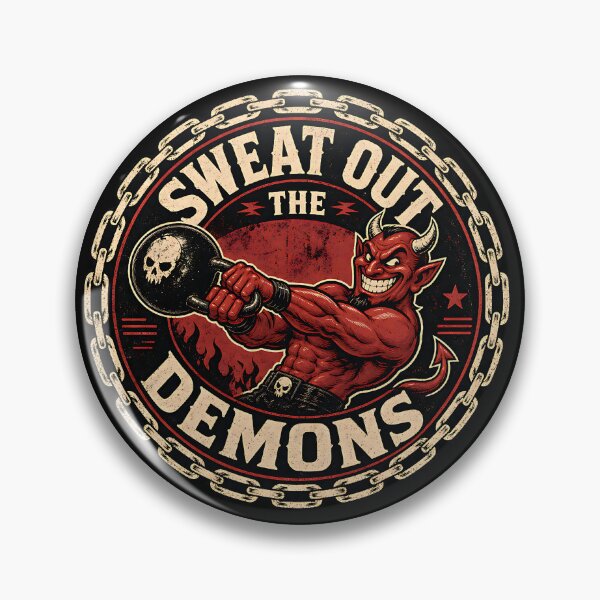 Item preview, Sweat Out The Demons Kettlebell Devil Gym Emblem designed and sold by Simon-art-land.