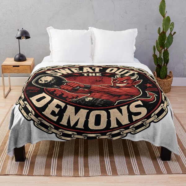 Item preview, Sweat Out The Demons Kettlebell Devil Gym Emblem designed and sold by Simon-art-land.