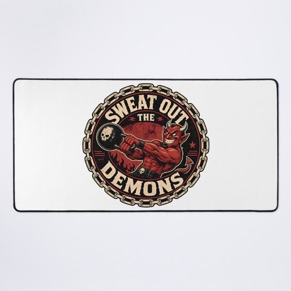Item preview, Sweat Out The Demons Kettlebell Devil Gym Emblem designed and sold by Simon-art-land.