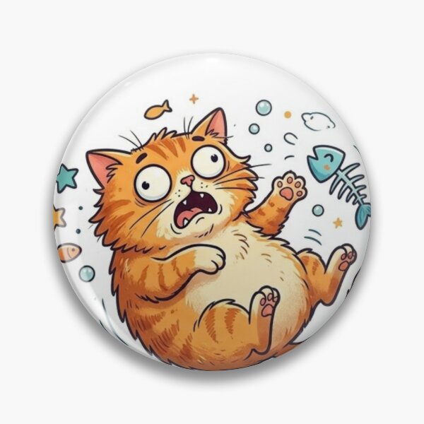 Item preview, Funny Scared Cat Floating with Fish Bones Cute Pop Art designed and sold by DNBY.