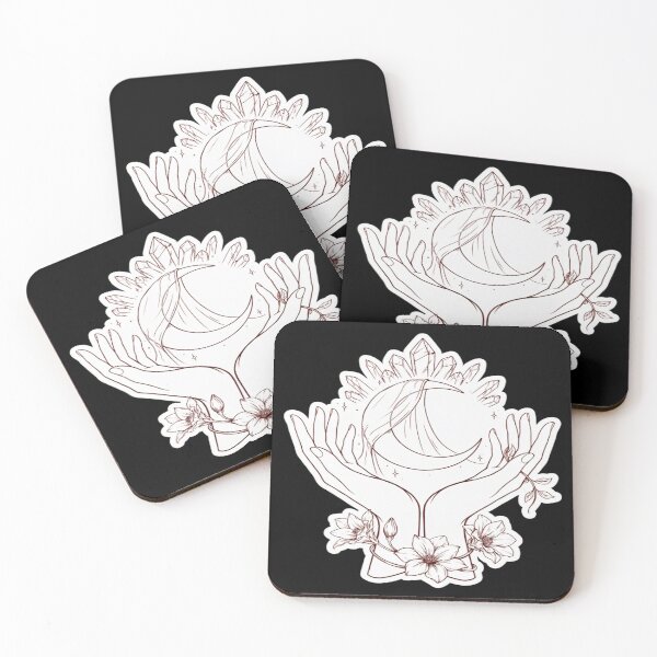 Item preview, "Moon Hands Crystals – Mystical Celestial Floral Design designed and sold by Midnight Veil Designs.