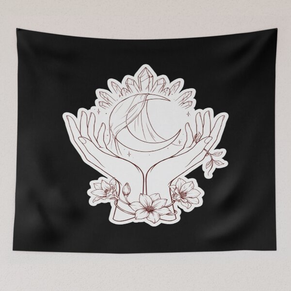 Item preview, "Moon Hands Crystals – Mystical Celestial Floral Design designed and sold by Midnight Veil Designs.