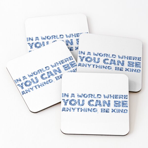 Item preview, "In A World Where You Can Be Anything, Be Kind" Inspirational Quote Blue Triangular Mosaic Design designed and sold by DymondDesigns.