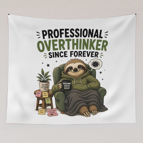 Item preview, Professional Overthinker Since Forever – Funny Cute Sloth Cartoon Design designed and sold by Kiinaaa.