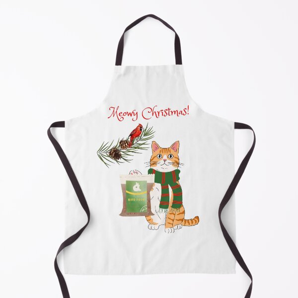 Item preview, Meowy Christmas Orange Cat Feeding Birds designed and sold by MYCatStuff.