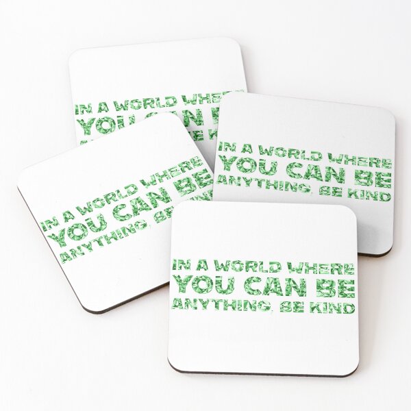 Item preview, "In A World Where You Can Be Anything, Be Kind" Inspirational Quote Green Triangular Mosaic Design designed and sold by DymondDesigns.