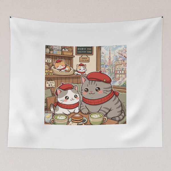 Item preview, Kawaii Cats Neko Cafe Tokyo Japan - Freda and Junior Matcha Latte designed and sold by MAISON SYLVIE.