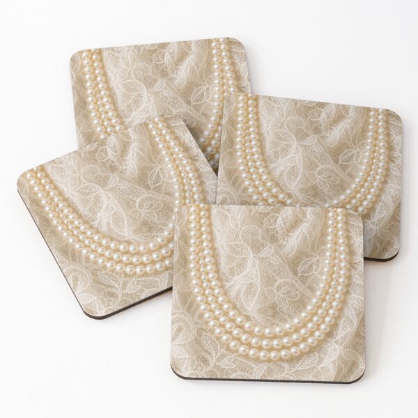 Item preview, String of Pearls on Ivory Lace designed and sold by Maria Dryfhout.