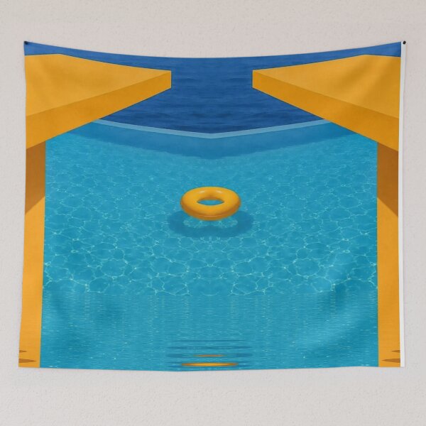 Item preview, dramatic yellow and blue swimming pool scene with ring designed and sold by mister-john.