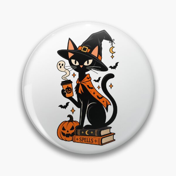 Item preview, Spooky Halloween Black Cat Book Pumpkin Autumn Gift - Witch Cat Coffee Spells designed and sold by Artycom.