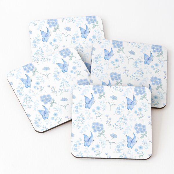 Item preview, Soft Blue Butterflies and Flowers designed and sold by SmallDart Creations.