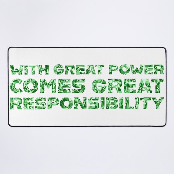 Item preview, "With Great Power Comes Great Responsibilty" Inspirational Quote Green Triangular Mosaic Design designed and sold by DymondDesigns.