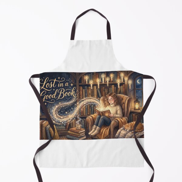 Item preview, Lost in a Good Book Cozy Reading Nook Fantasy Library Art designed and sold by AmberlightArt.