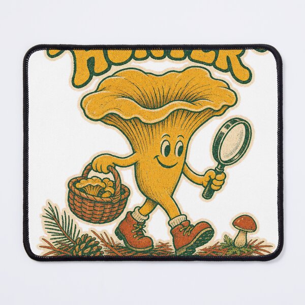 Item preview, Mushroom Hunter Retro 1970s Risograph Forest Foraging T-Shirt Design designed and sold by KIDEnia.