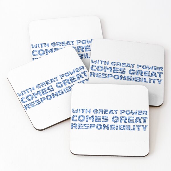 Item preview, "With Great Power Comes Great Responsibilty" Inspirational Quote Blue Triangular Mosaic Design designed and sold by DymondDesigns.