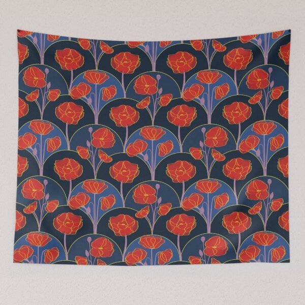 Item preview, Poppies in blue designed and sold by ChMarch.
