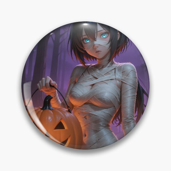 Item preview, Halloween Mummy Anime Girl Moonlit Pumpkin Forest designed and sold by Killington.