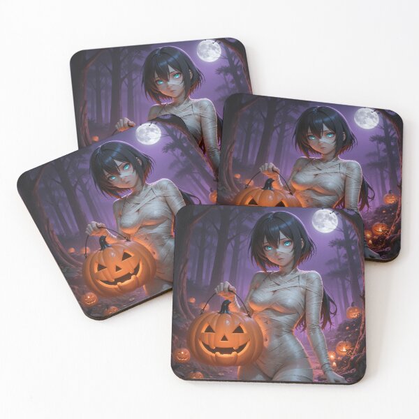 Item preview, Halloween Mummy Anime Girl Moonlit Pumpkin Forest designed and sold by Killington.