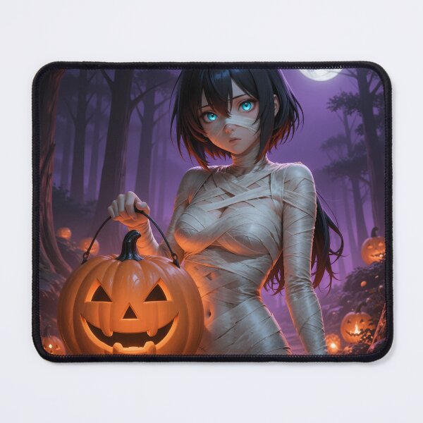 Item preview, Halloween Mummy Anime Girl Moonlit Pumpkin Forest designed and sold by Killington.