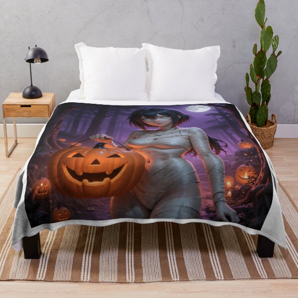 Item preview, Halloween Mummy Anime Girl Moonlit Pumpkin Forest designed and sold by Killington.