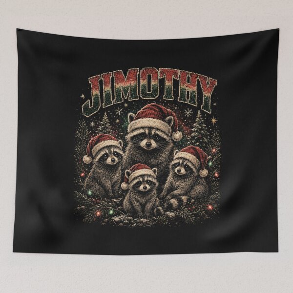 Item preview, Jimothy Christmas Raccoons – Cute Four Raccoon Santa Holiday Design designed and sold by SOUFIANE1991.