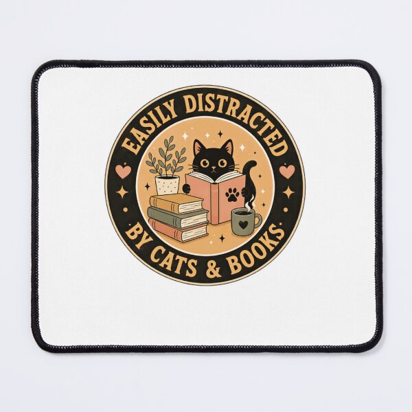 Item preview, Easily Distracted By Cats & Books Cat Lover Bookworm Reader Feline Bookish designed and sold by HumansStuck12.