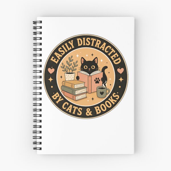 Item preview, Easily Distracted By Cats & Books Cat Lover Bookworm Reader Feline Bookish designed and sold by HumansStuck12.