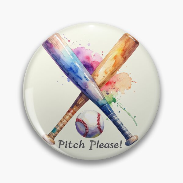 Item preview, Two baseball bats and a ball in watercolors designed and sold by LiskoDesign.