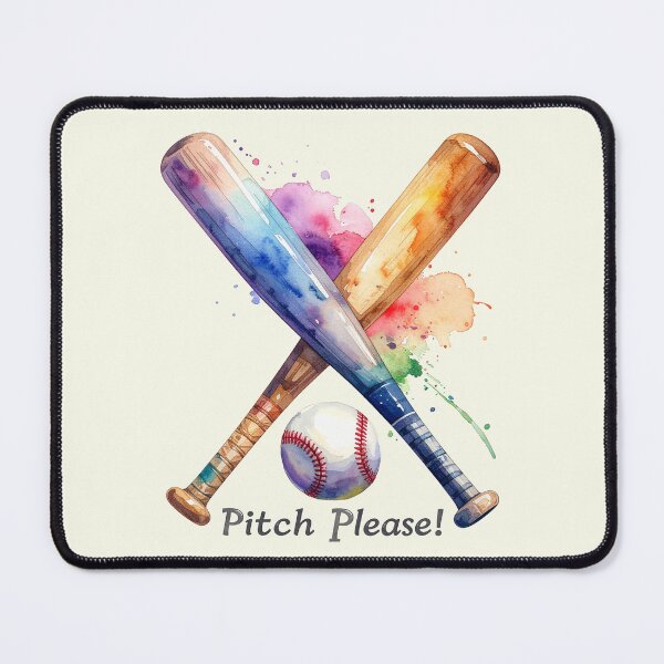 Item preview, Two baseball bats and a ball in watercolors designed and sold by LiskoDesign.