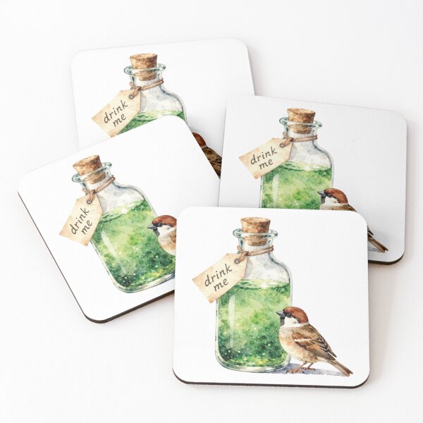 Item preview, Drink Me Magic Potion with Cute Sparrow Watercolor Art designed and sold by WildArtIT.