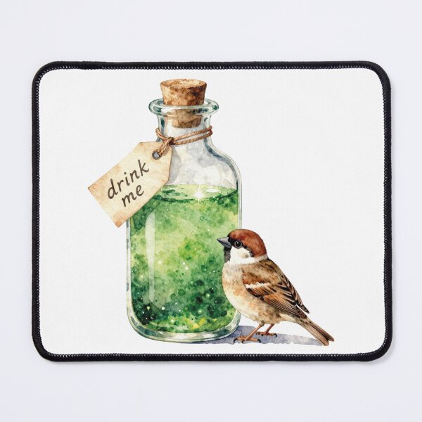 Item preview, Drink Me Magic Potion with Cute Sparrow Watercolor Art designed and sold by WildArtIT.