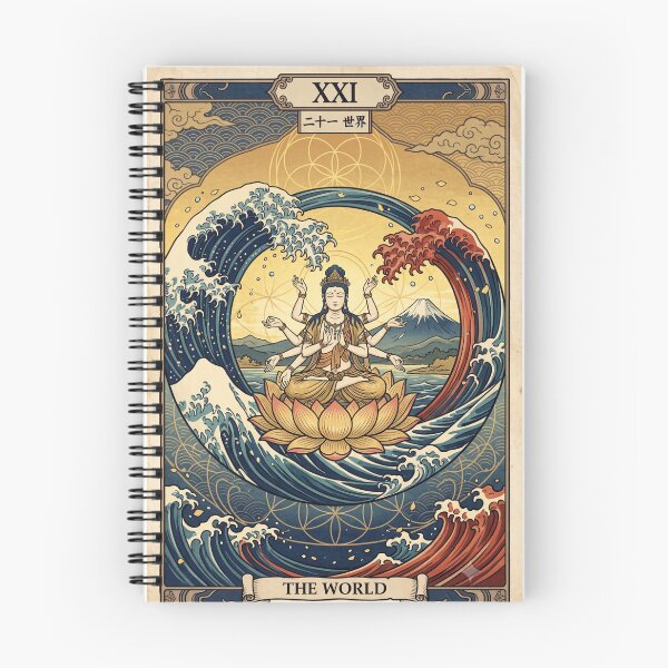 Item preview, XXI The World Tarot Card Great Wave Japanese Art designed and sold by Ada’s Mystic Atelier .