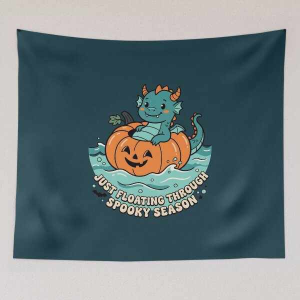 Item preview, "Just Floating Through Spooky Season" Sea Monster Pumpkin Float Halloween designed and sold by Sea Gem.