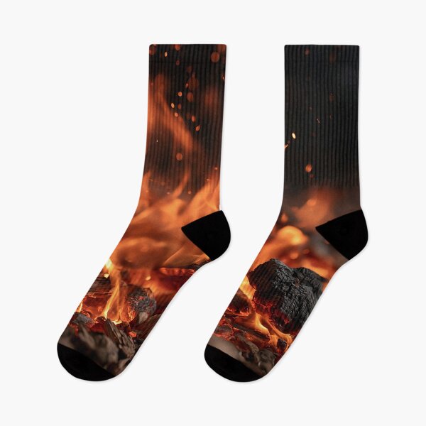 Item preview, Campfire Embers Close Up Glowing Coals and Orange Flames at Night designed and sold by Nine Lives Studio.