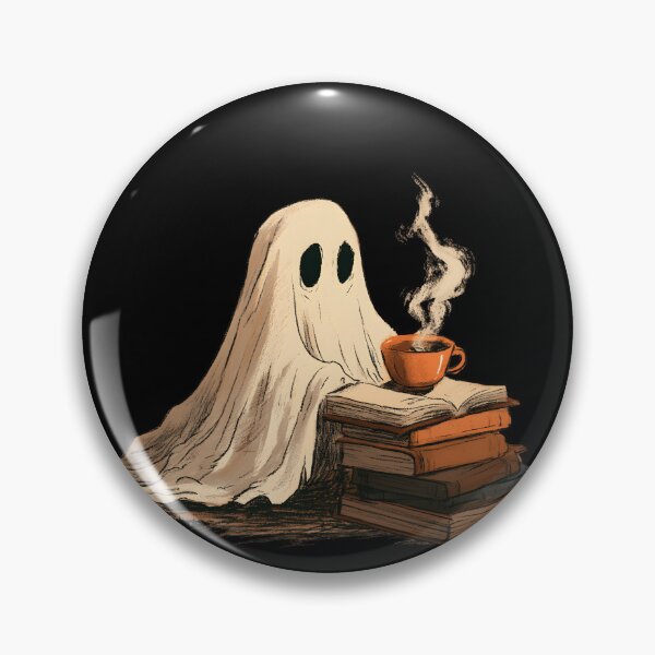 Item preview, Cozy Ghost Reading with Coffee – Spooky Book Lover designed and sold by KAM-KAM-STORE.