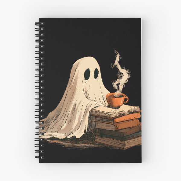 Item preview, Cozy Ghost Reading with Coffee – Spooky Book Lover designed and sold by KAM-KAM-STORE.