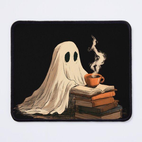 Item preview, Cozy Ghost Reading with Coffee – Spooky Book Lover designed and sold by KAM-KAM-STORE.