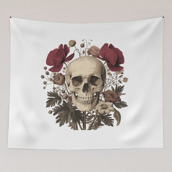 Item preview, Vintage Gothic Skull With Dark Floral Garden Illustration designed and sold by muhammadkhafidh.