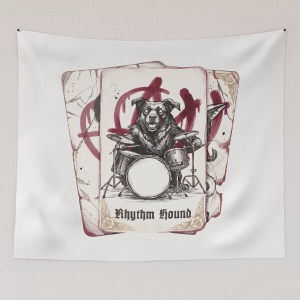 Item preview, Punk Rhythm Hound Drum Dog Special Edition for Light Textiles designed and sold by Shyla Marsare.